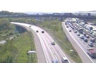 Queues, right on both sides of the M25. Picture: National Highways