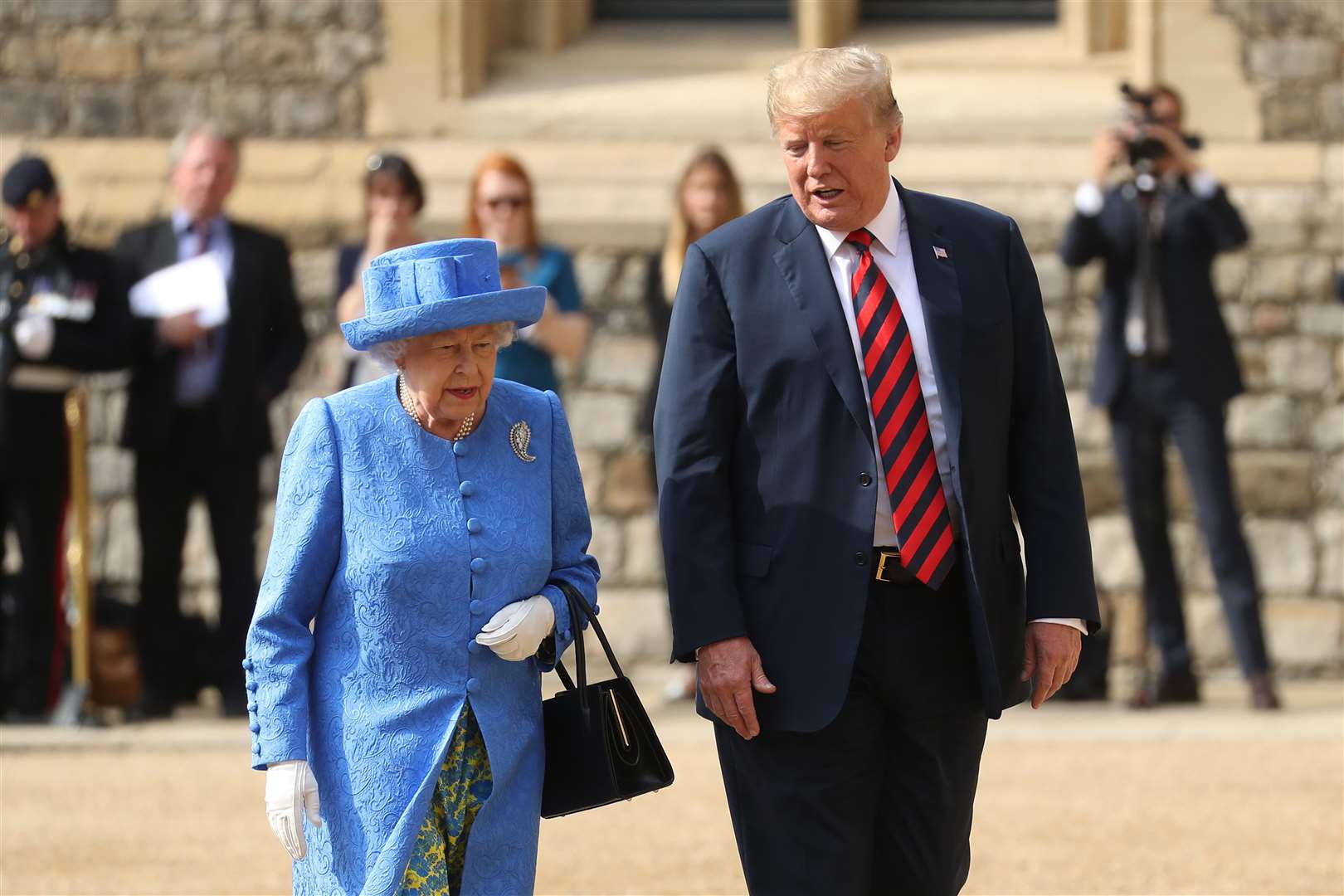 The Queen and Mr Trump during their first meeting at Windsor Castle. Chris Jackson