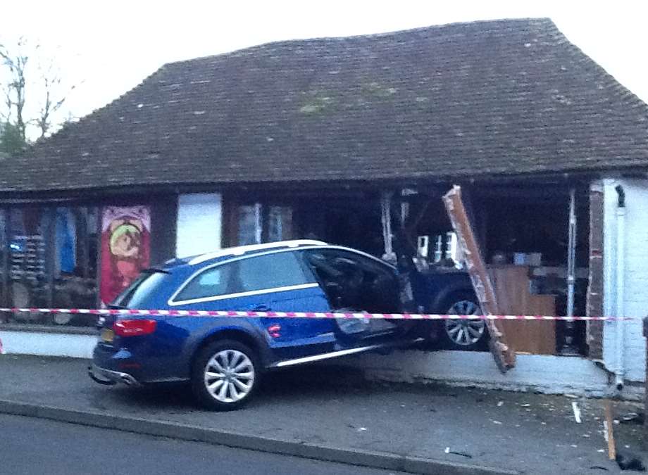 The car wedged into the shop front. Picture: Kerrigan Bethel