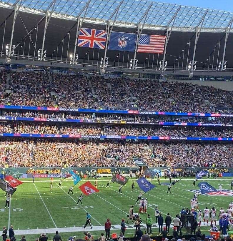 The pomp and ceremony at an NFL game is hard to beat. Picture: Cameron Hogwood