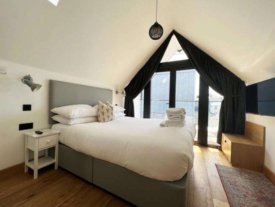 One of the bedrooms inside the row of holiday lets in the centre of Whitstable. Picture: Christie & Co