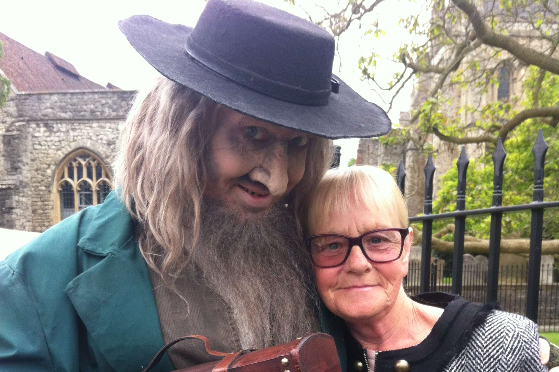 Fagin with Kathleen McInerney at the Dickens Festival