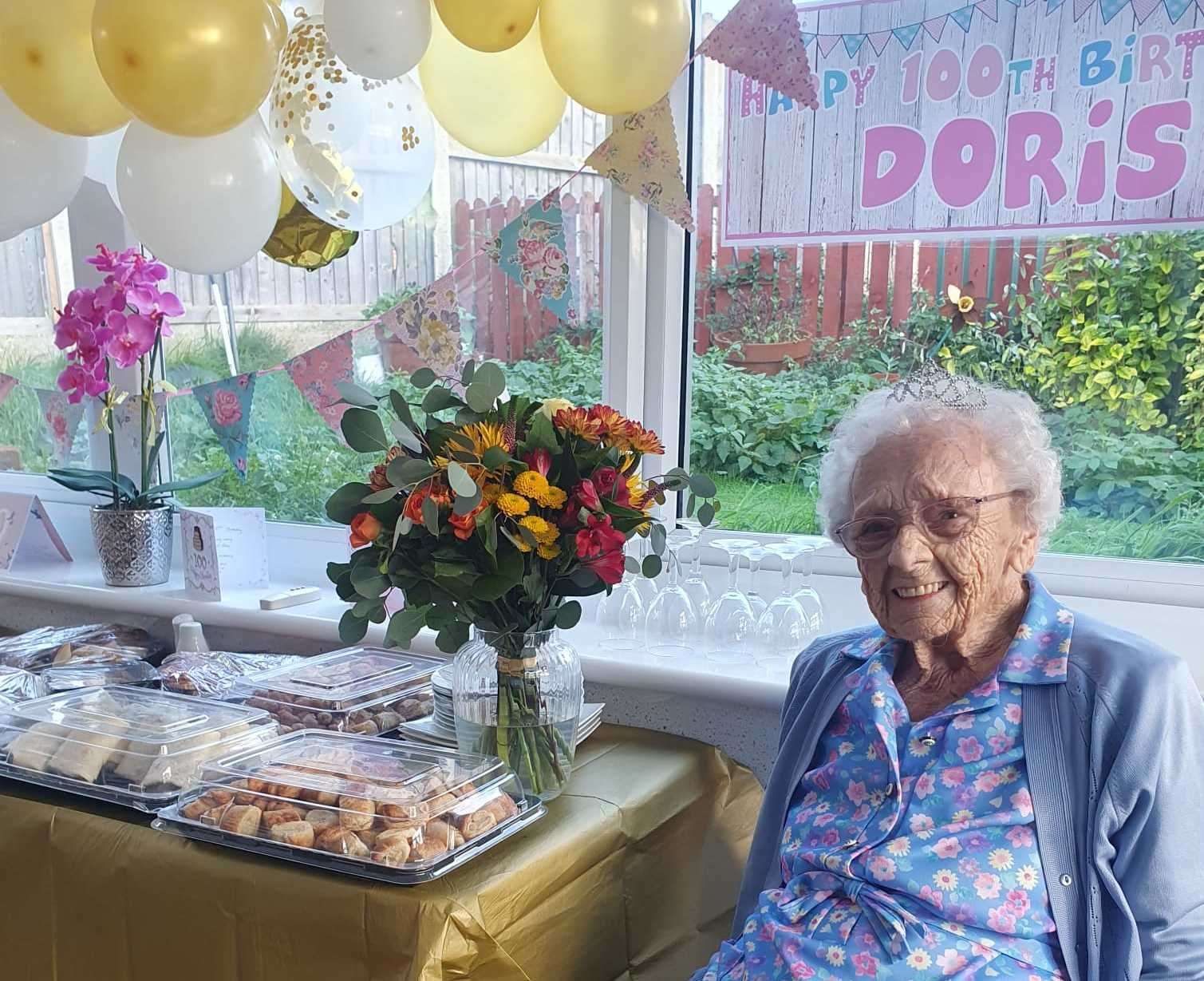 Doris at her birthday celebration at Willows Residential Home, Minster. Picture: Carline Telford