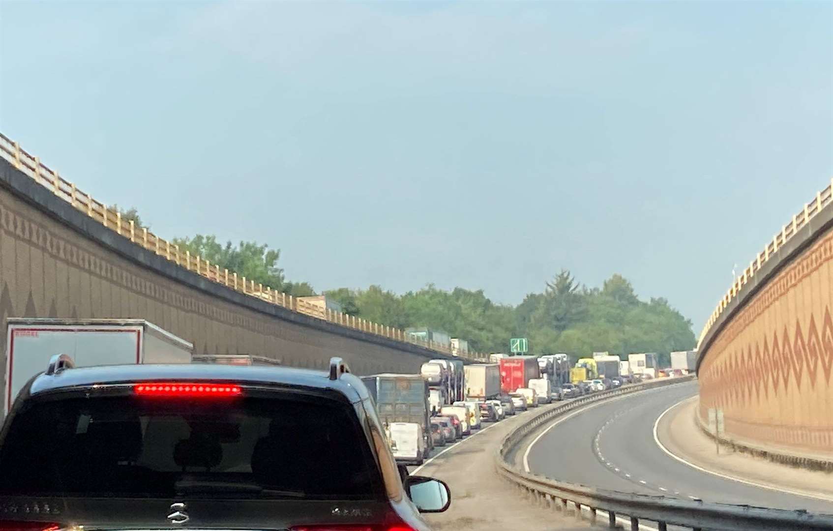 Long delays on the A249 due to a crash. Picture: John Nurden
