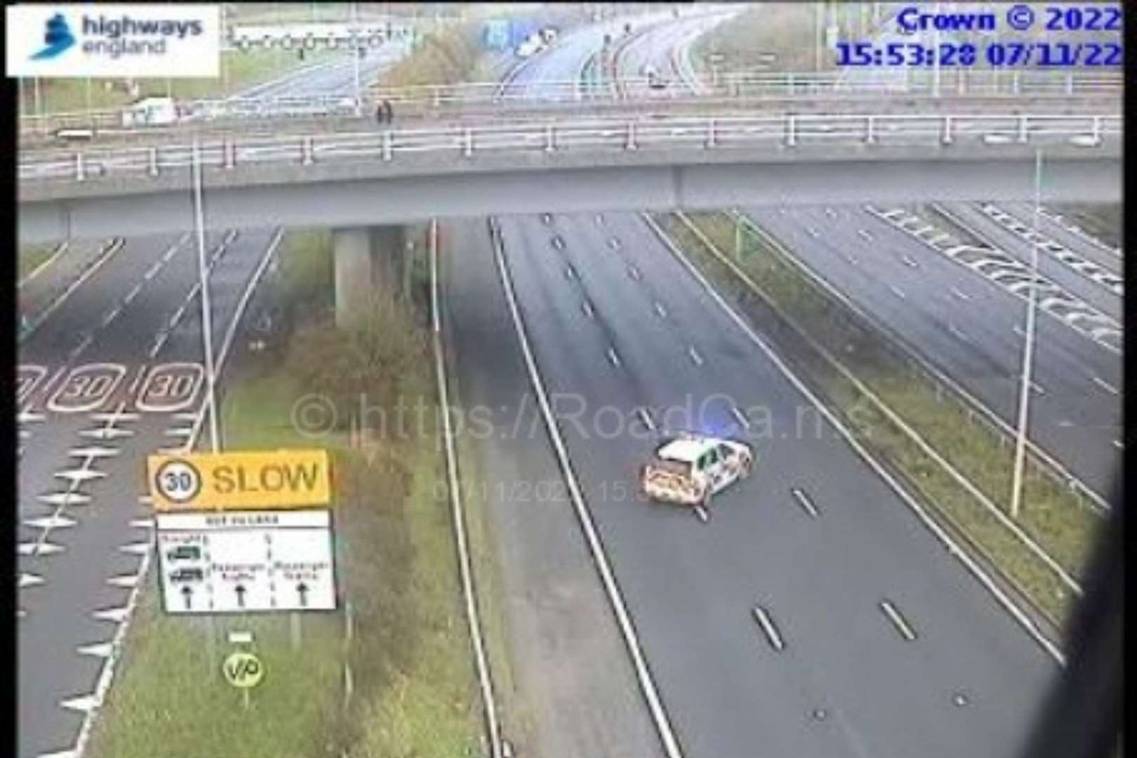 The M20 was closed coastbound between J11A and J12 due to a police led incident. Picture: KCC Highways