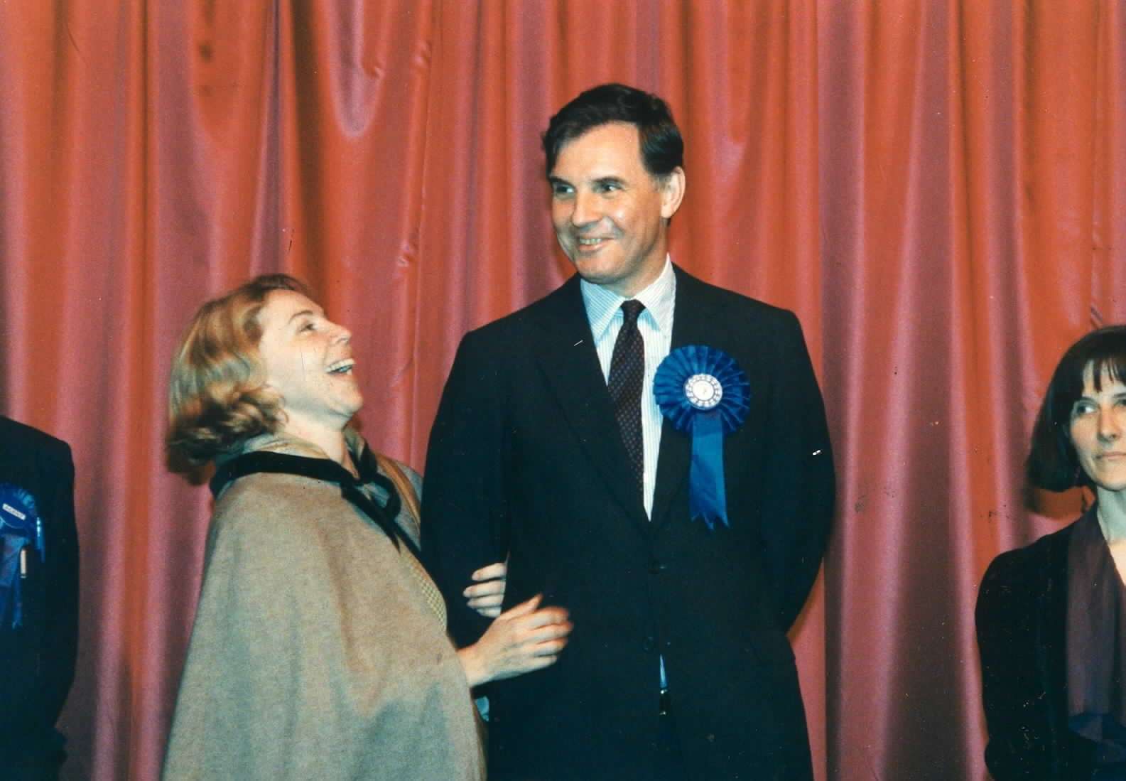 Jonathan Aitken is re-elected Thanet South MP in 1992 - it would be his last victory at the polls