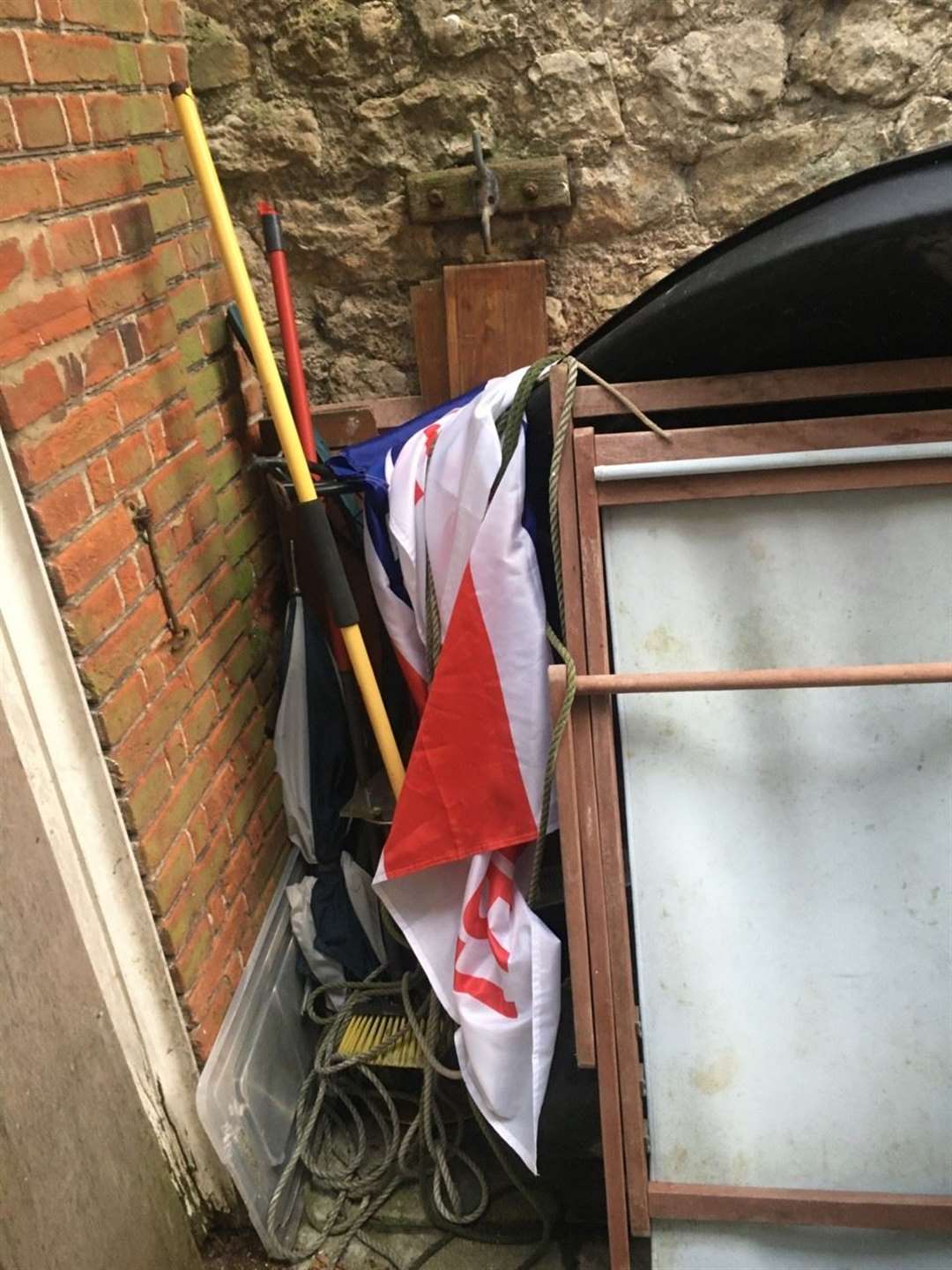 The armed forces flag was found to be cut down