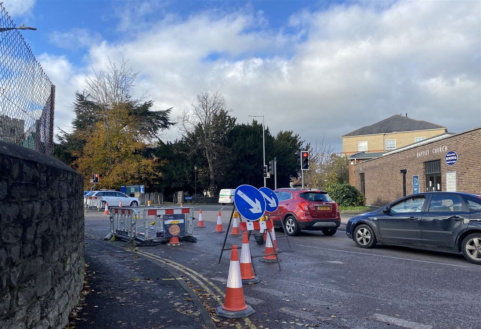 Emergency gas roadworks are on College Road and Knightrider Street have now been completed