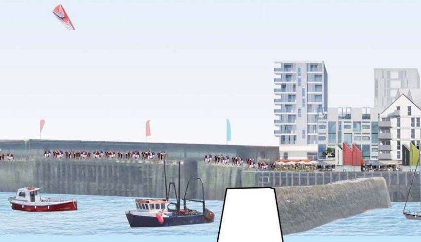 An artist’s impression from 2012 showing Folkestone harbour