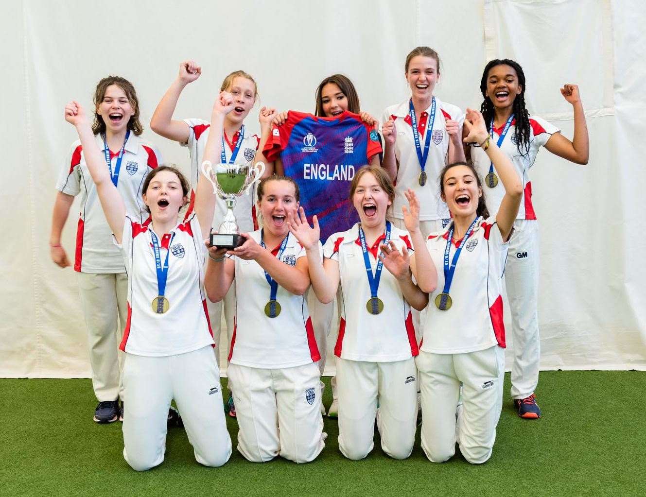 Ashford School's under-15 girls side celebrate their win at Lord's Picture: Sarah Wiliams Photography