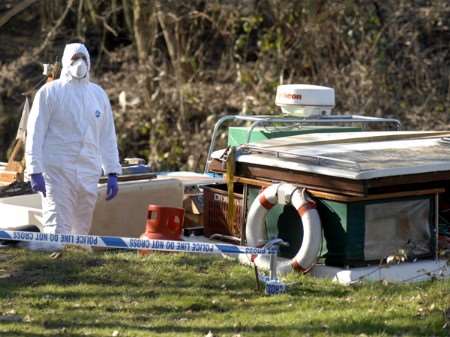 A forensic officer at the scene of the alleged murder. Picture (taken on February 16): Grant Falvey