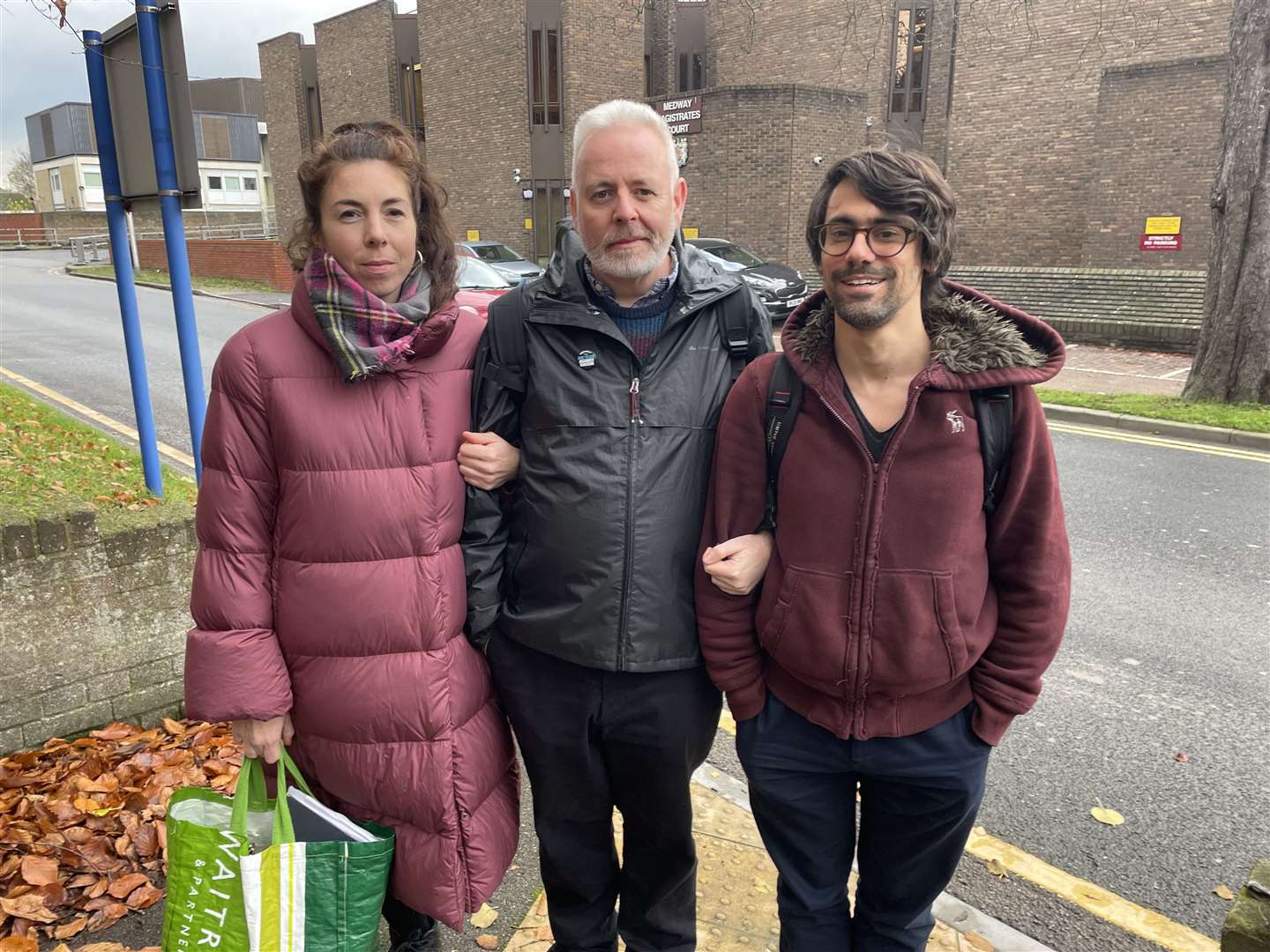 Amy Pritchard, Bernard Kelly and Alex Penson are members of Extinction Rebellion and are pictured outside Medway Magistrates' Court