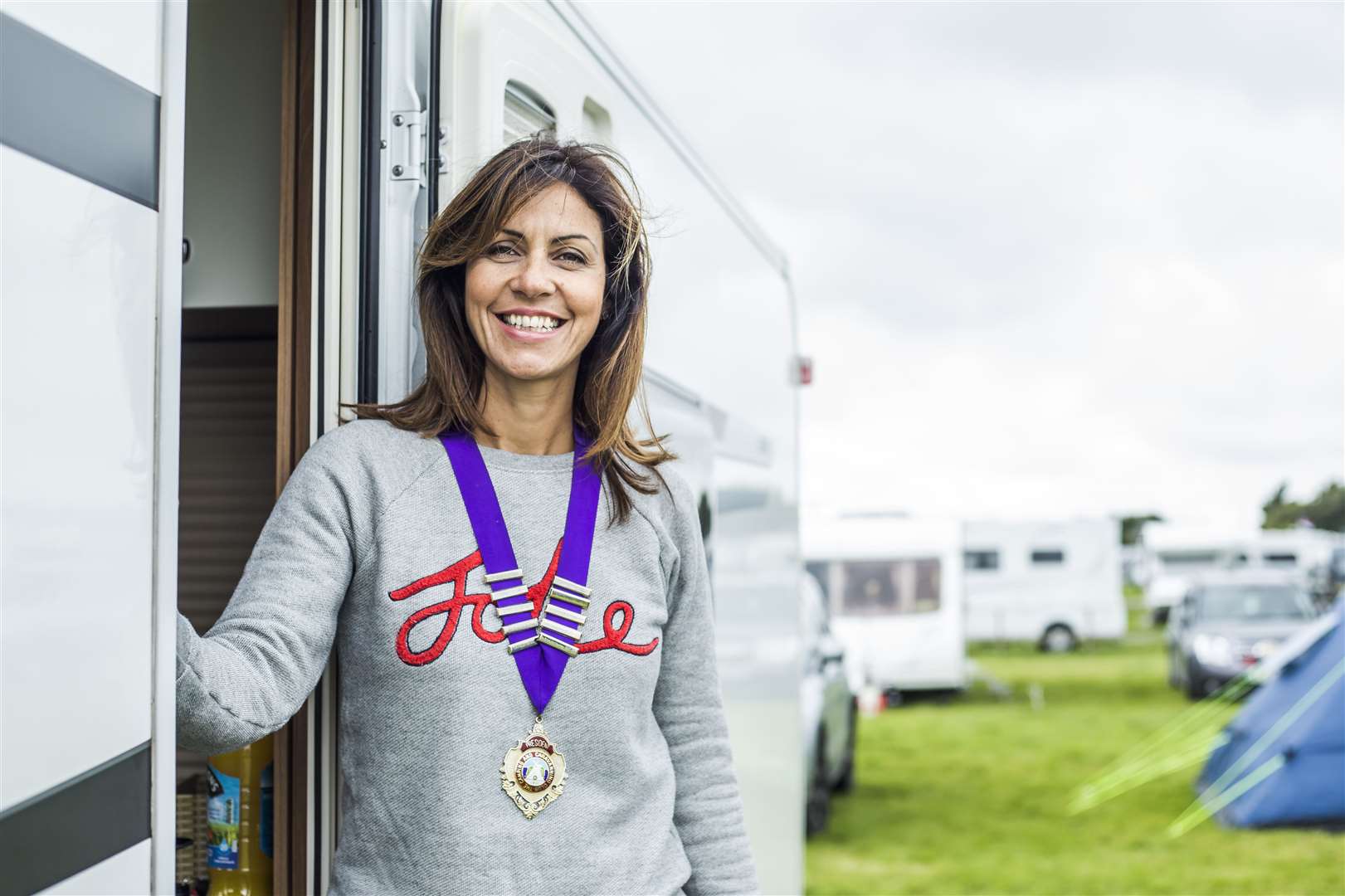 Julia Bradbury kicked things off in her garden Picture: Alisdair Cusick/ The Camping and Caravanning Club