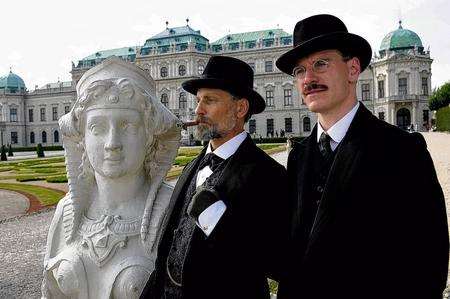 Viggo Mortensen as Sigmund Freud and Michael Fassbender as Carl Jung. Picture: PA Photo/Lionsgate