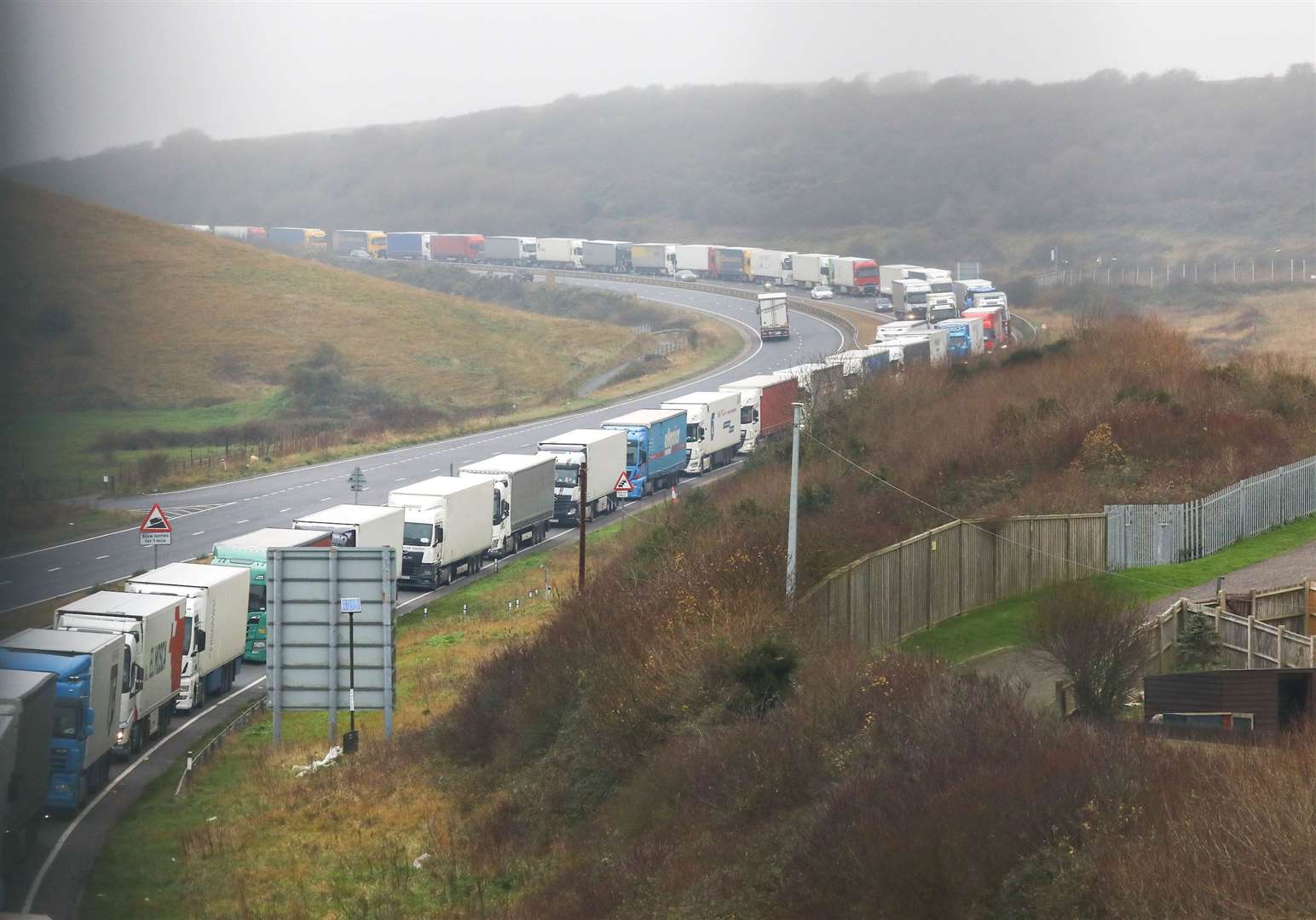 Dover TAP (traffic assessment project) has been in force today between the Western Heights roundabout and Hawkinge to control traffic flows during the busy Christmas period. Picture: UKNIP
