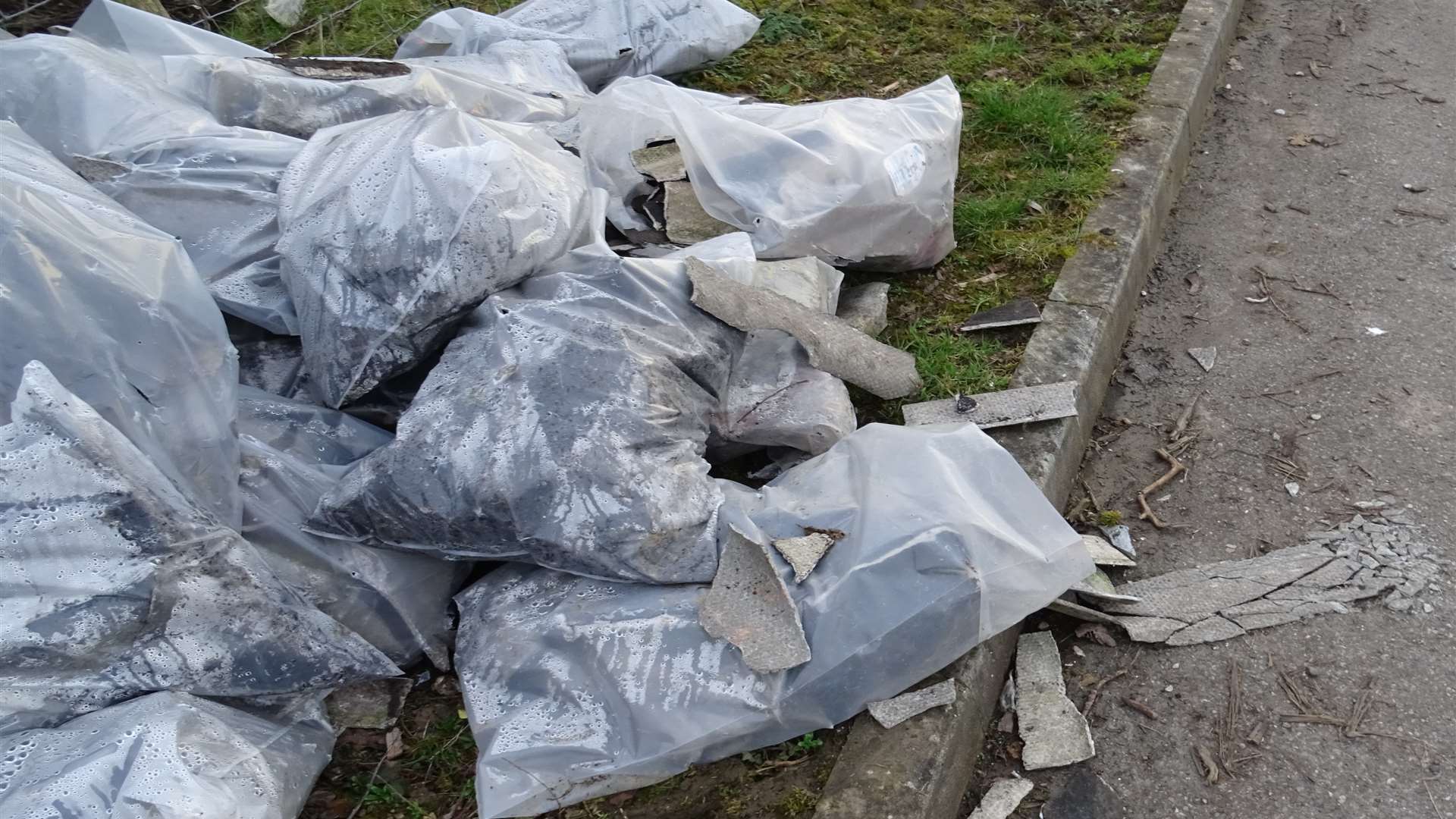 The bags fly-tipped near Gallagher Retail Park
