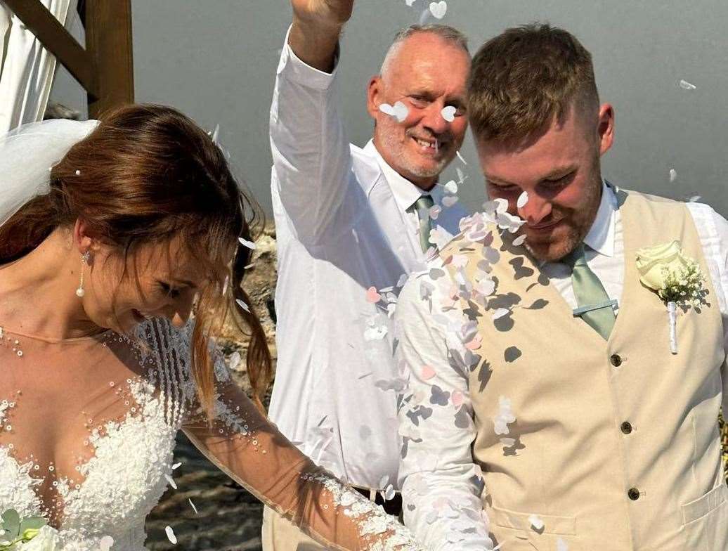 The wedding went ahead despite the horror fires. Picture: Emily Martin