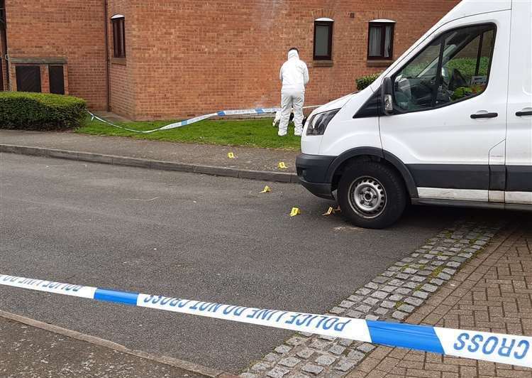 The scene of the shooting in Cooper Close, Greenhithe