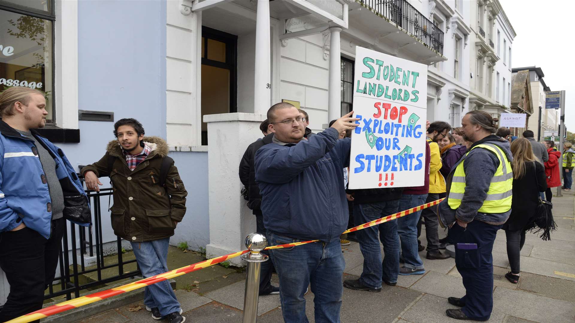 Students protesting outside the Student Letting Agency