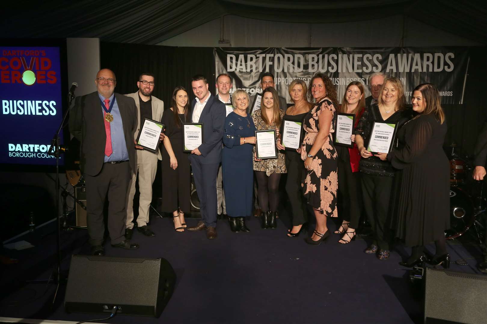 Leader of the Council Cllr Kite with businesses who were commended in the Best Owner Managed Business category. Picture: Dartford Borough Council