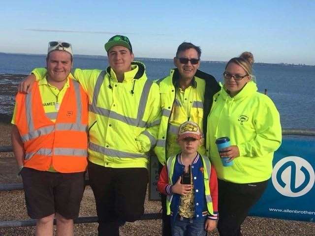 David O'Neill on the seafront with his daughter Tracey and grandsons James, left, Kristian and Tommy