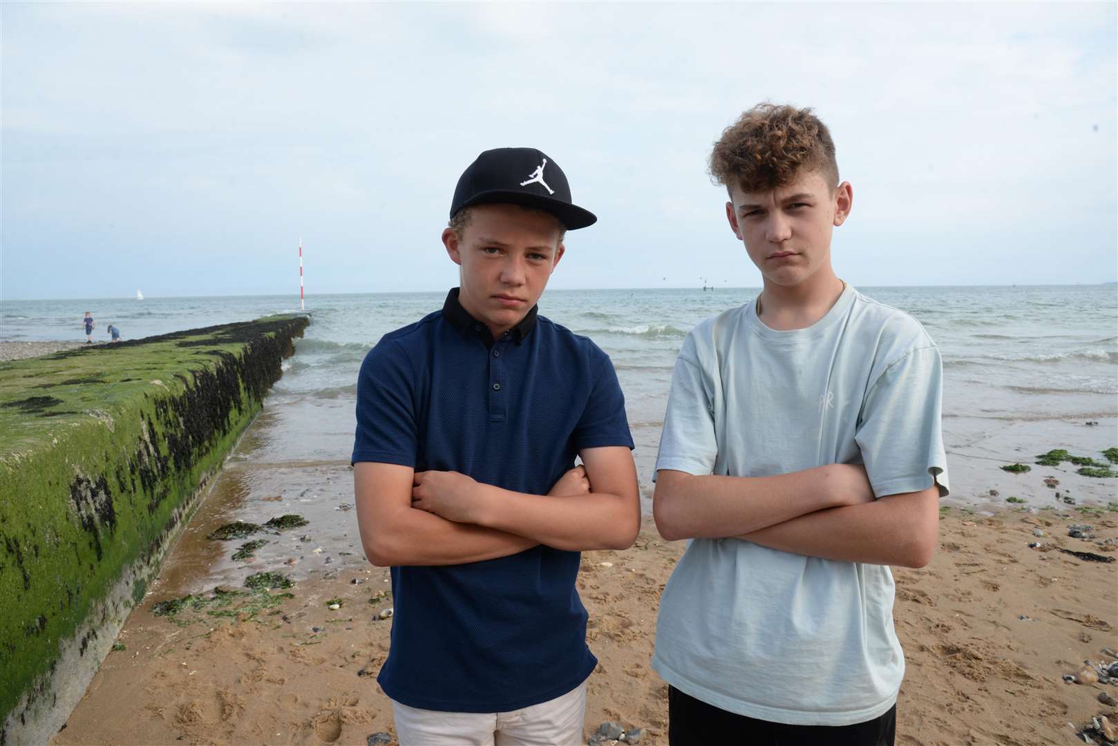 Tyreece Solly, 13 and Cameron Bevis, 14, were helped by a stranger at Marina Esplanade, Ramsgate