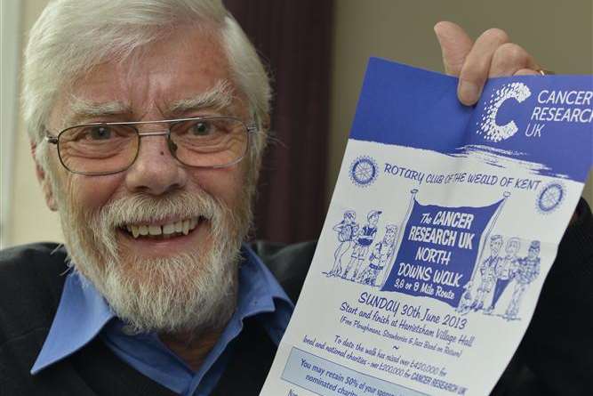 Norman McGill had bowel cancer and is now promoting the Weald Rotary charity walk.