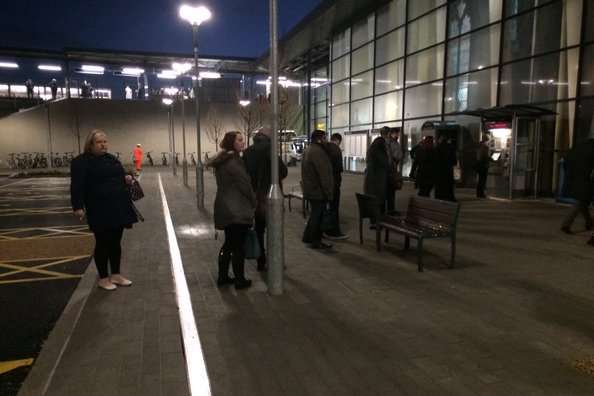 Commuters queuing at Rochester station. Picture: Vince Maple