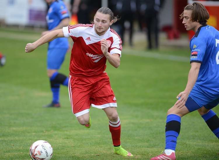 Striker Alfie May during his Hythe Town playing days - now being linked with a move to Gillingham Picture: Gary Browne