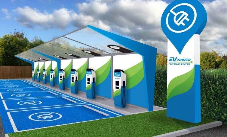 The planned electric vehicle charging hub proposed at the new Costa