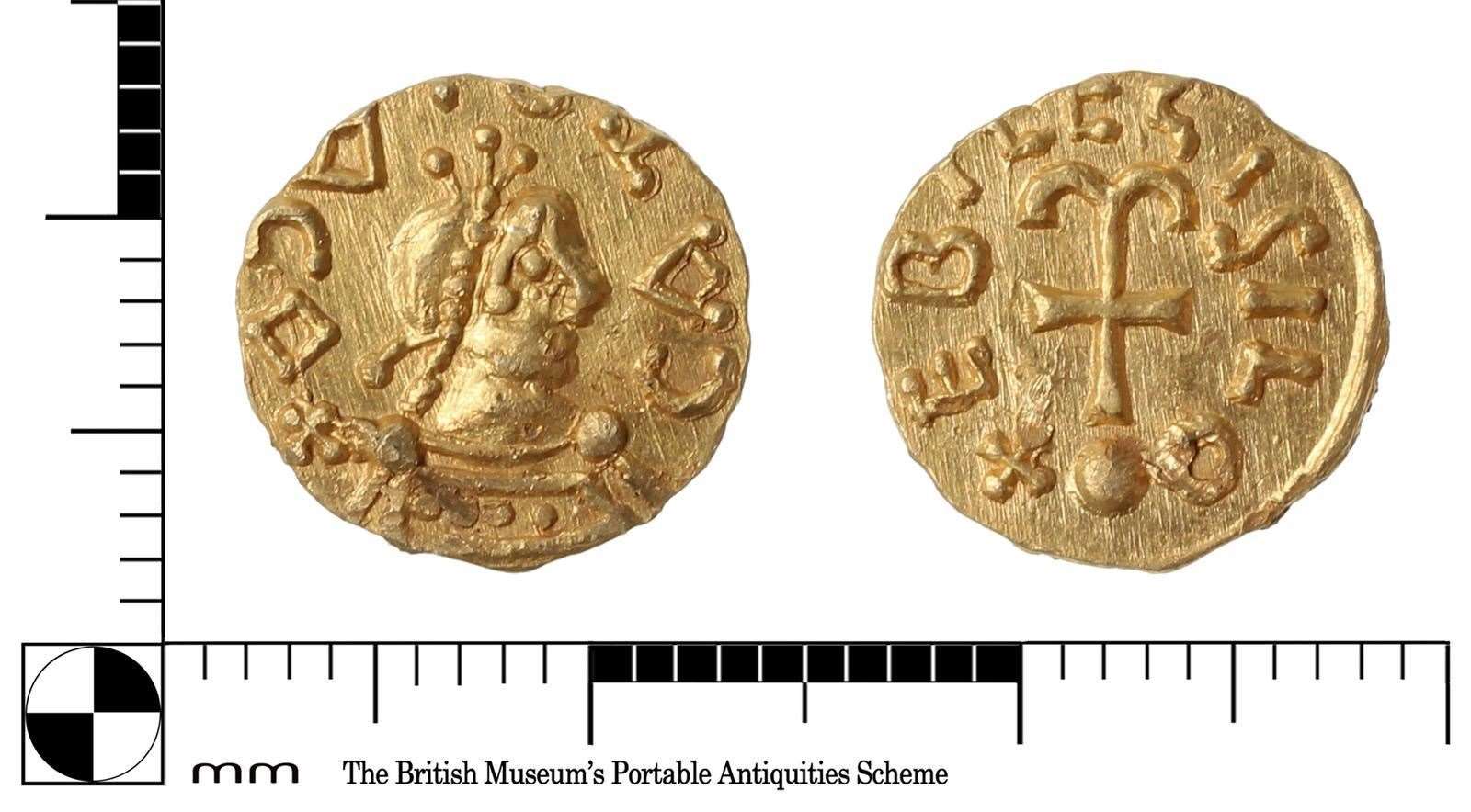 One of two Merovingian gold tremissis found by David Callow