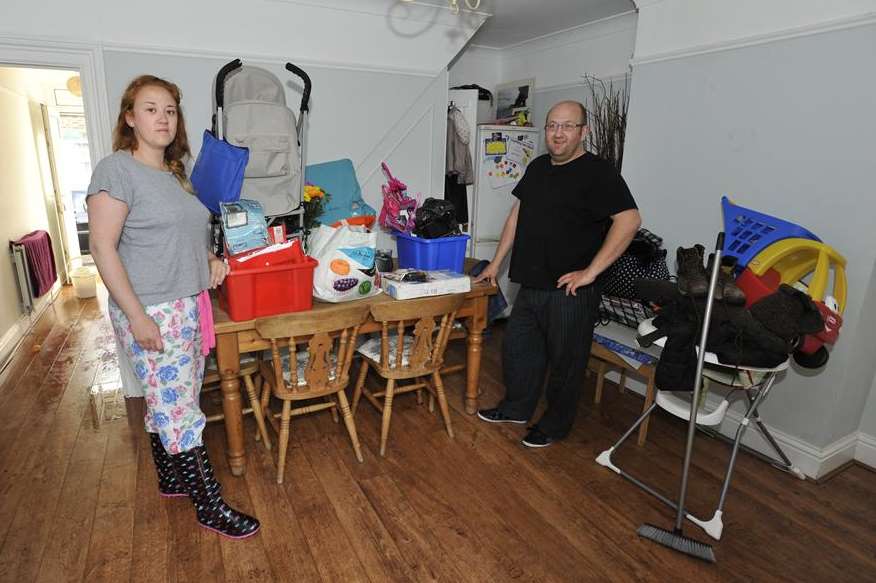 Katie Monks and Sam Martin were among those whose homes were flooded in Albert Road, Deal. Picture: Tony Flashman