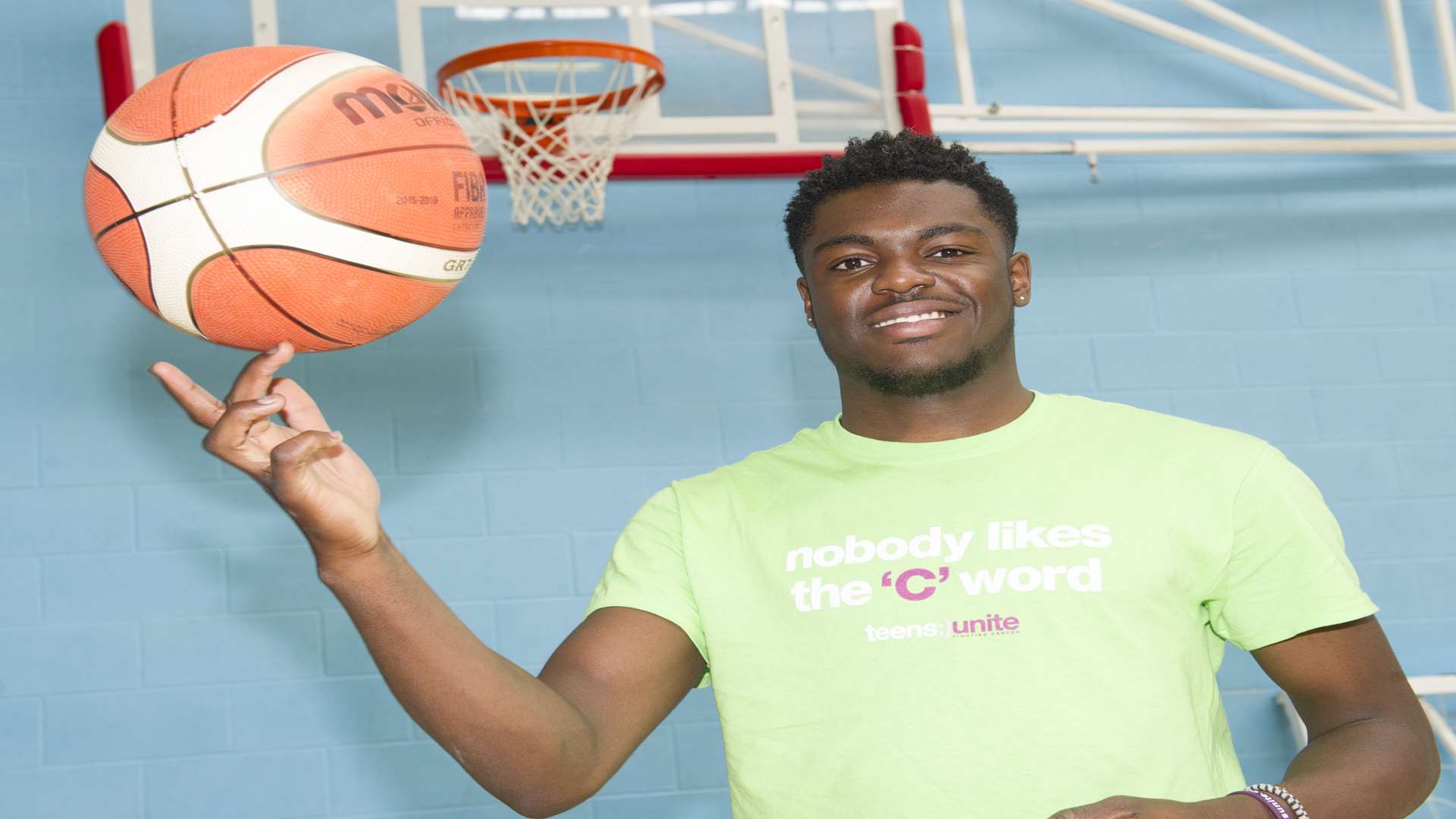 North Kent College's 48 hours of uninterrupted exercise for charity. Rhys Abioye, playing basketball.