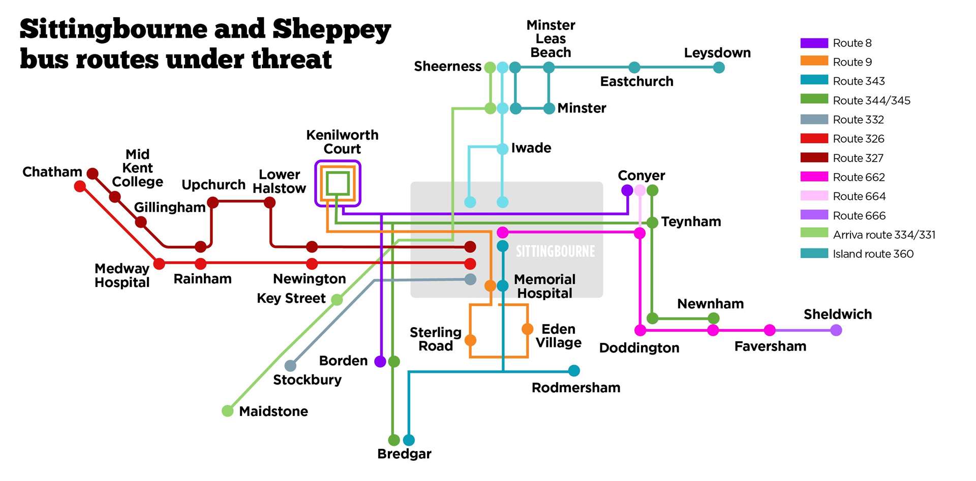 Swale bus routes under threat from KCC funding cuts. Picture: KM Graphics