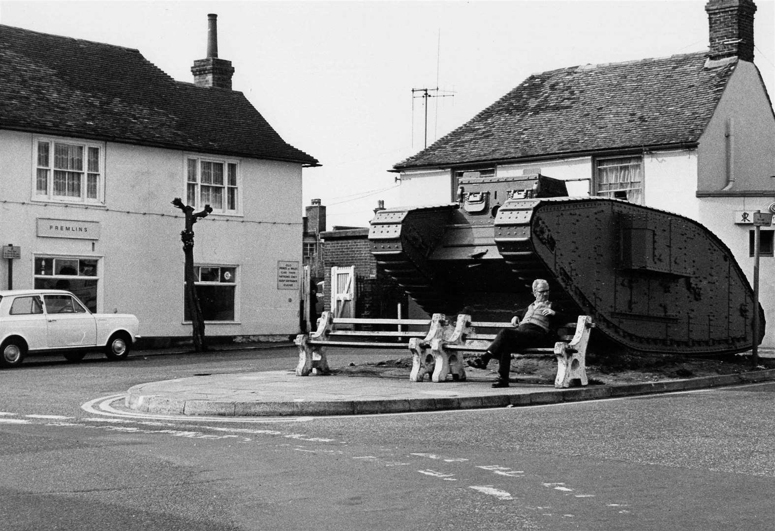The pub, pictured in 1973, is next to Ashford's historic tank. Picture: Steve Salter