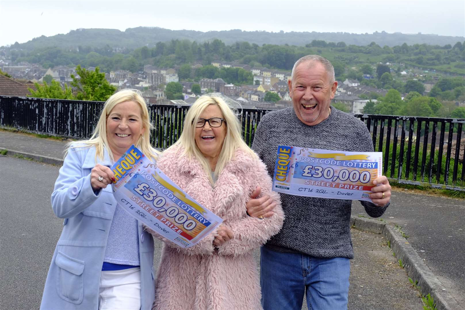 Roddy Hayward with neighbour Helen McGinn and her sister Marion Picture: People’s Postcode Lottery