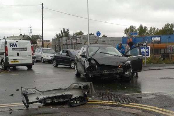 The accident in Hope Street, Sheerness, on Wednesday, October 7.