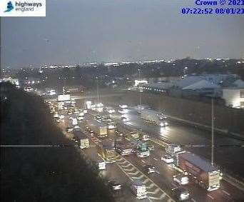 There are queues on the A2 Darenth Interchange following separate incidents on the approach to the Dartford Crossing. Photo: Highways England