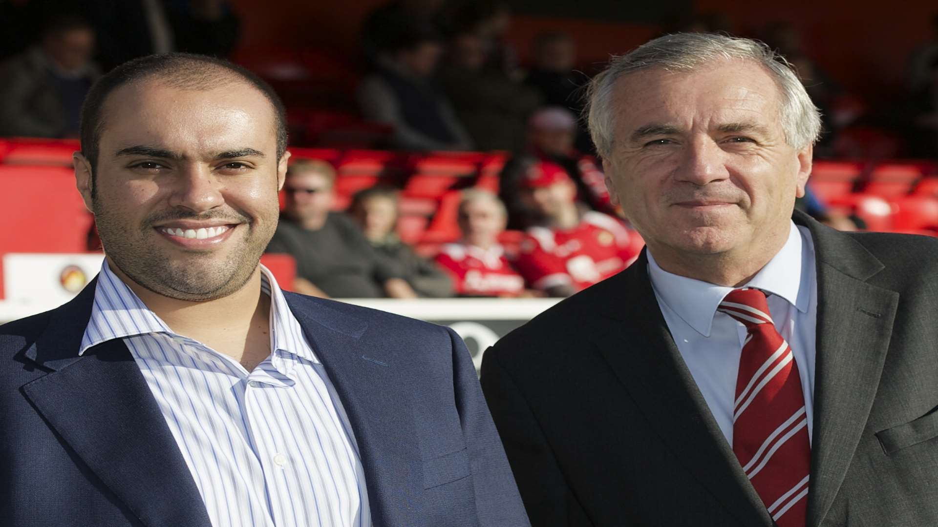 Dr Abdulla Al-Humaidi with Ebbsfleet vice-chairman Peter Varney Picture: Andy Payton