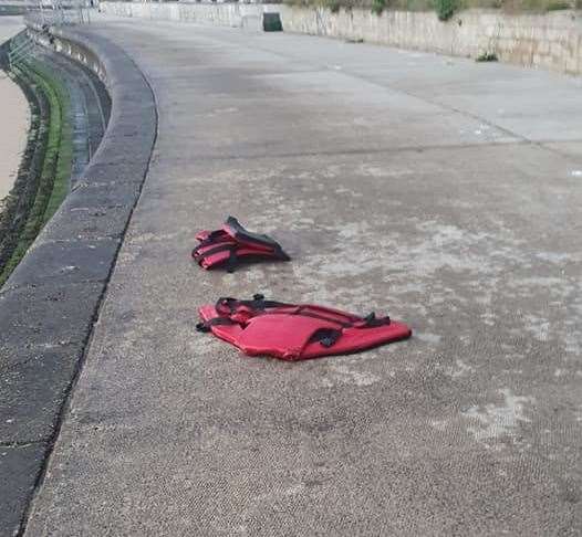 Lifejackets were left strewn across Louisa Bay, Broadstairs. Picture: Claire Morgan