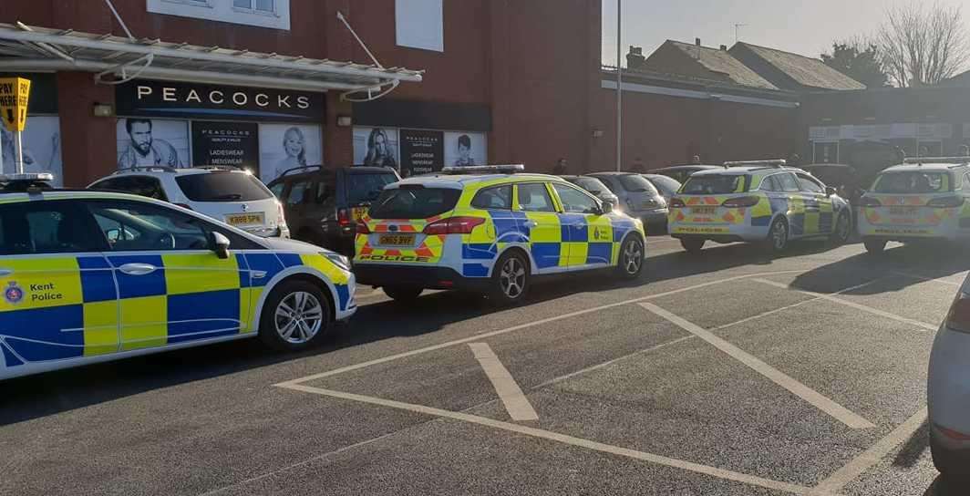 Police stopped a car in the Forum Shopping Centre car park in Sittingbourne. Picture: Samuel Baverstock