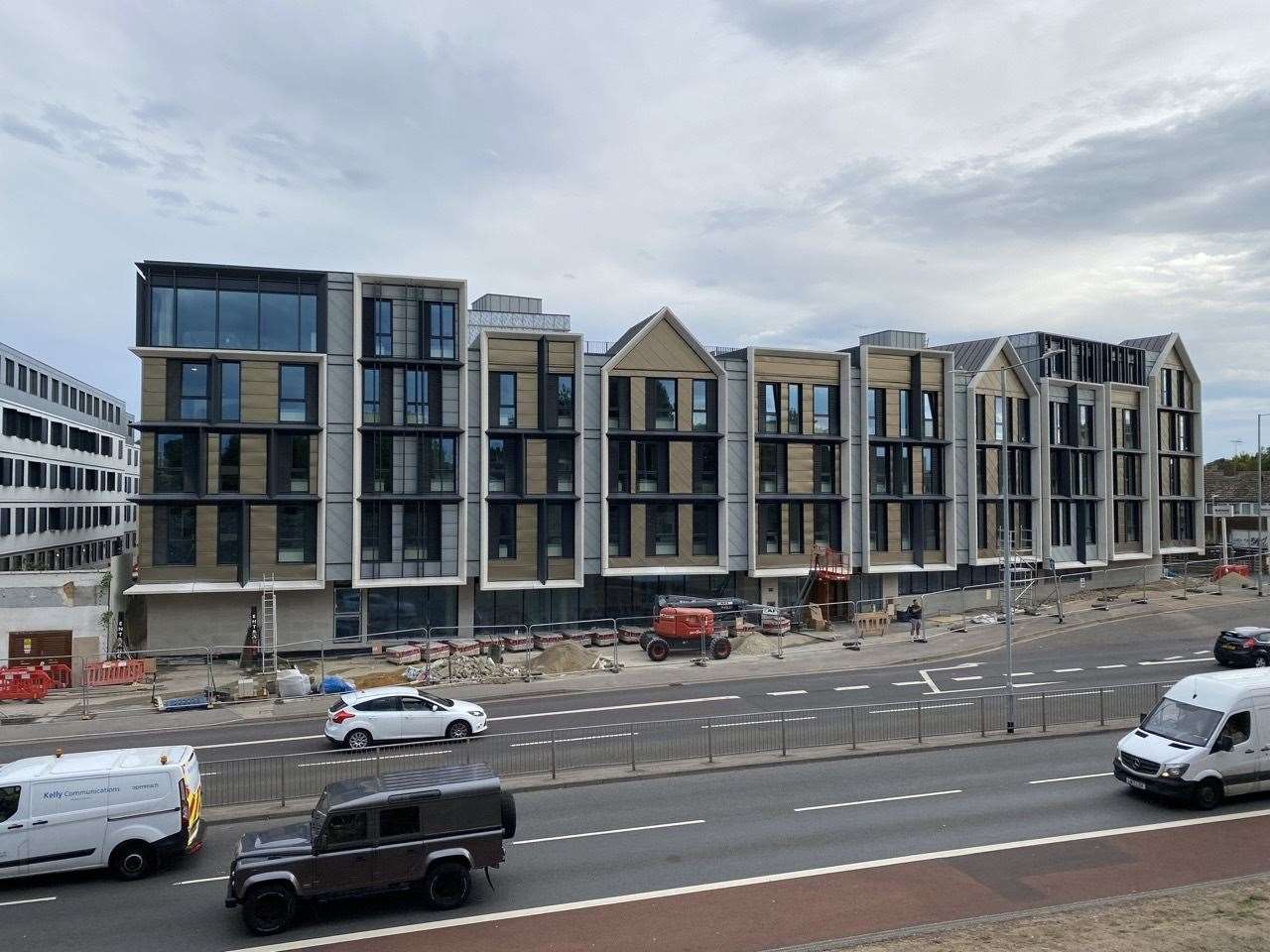 The new five-storey Currus Court student accommodation block in Rhodaus Town, Canterbury, as seen from the city wall