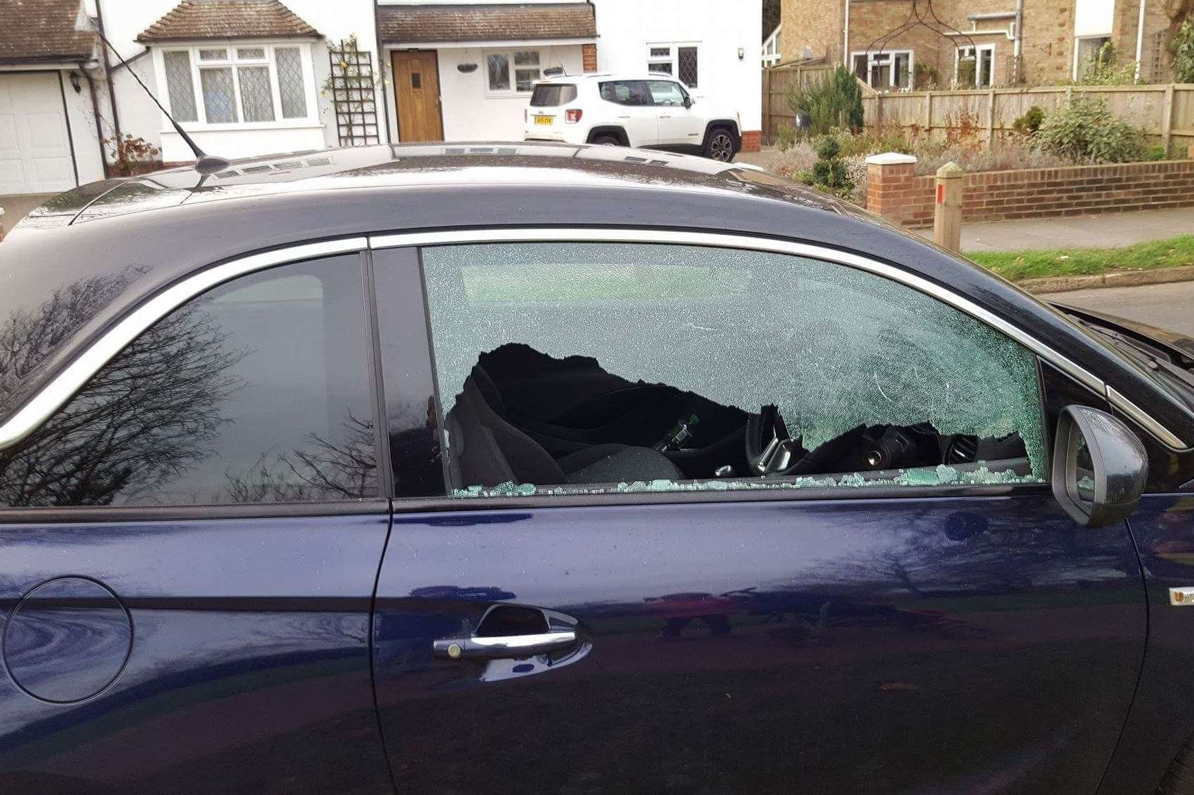 Car window smashed in Hales Drive, Canterbury. Photo: Nick Holt