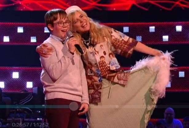 Cathedral chorister James Hodgkinson performs on The Voice Kids with judge Palamo Faith