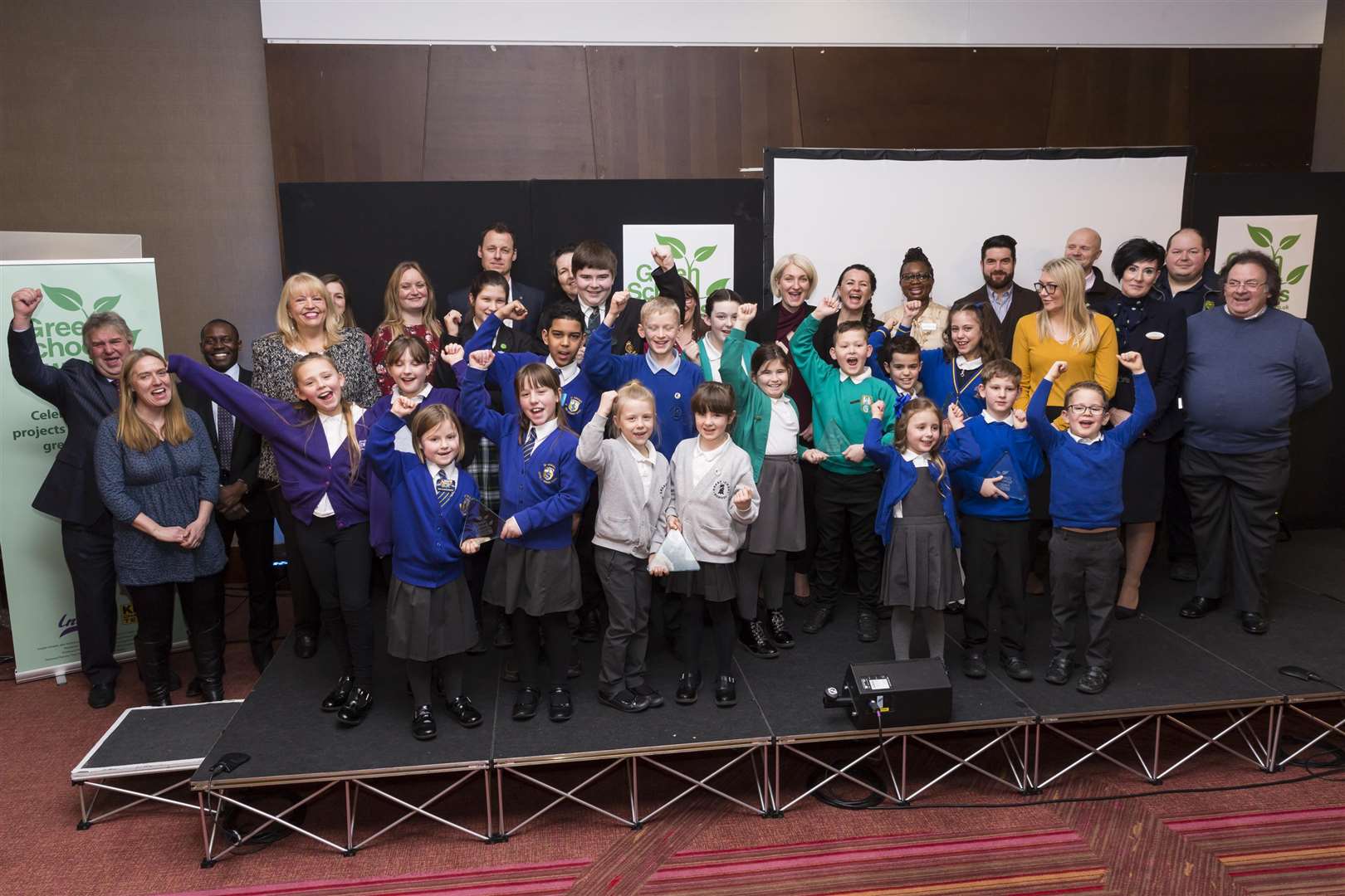 London and South East Green School Awards Champions 2019 plus supporters celebrate at the Ashford International Hotel.