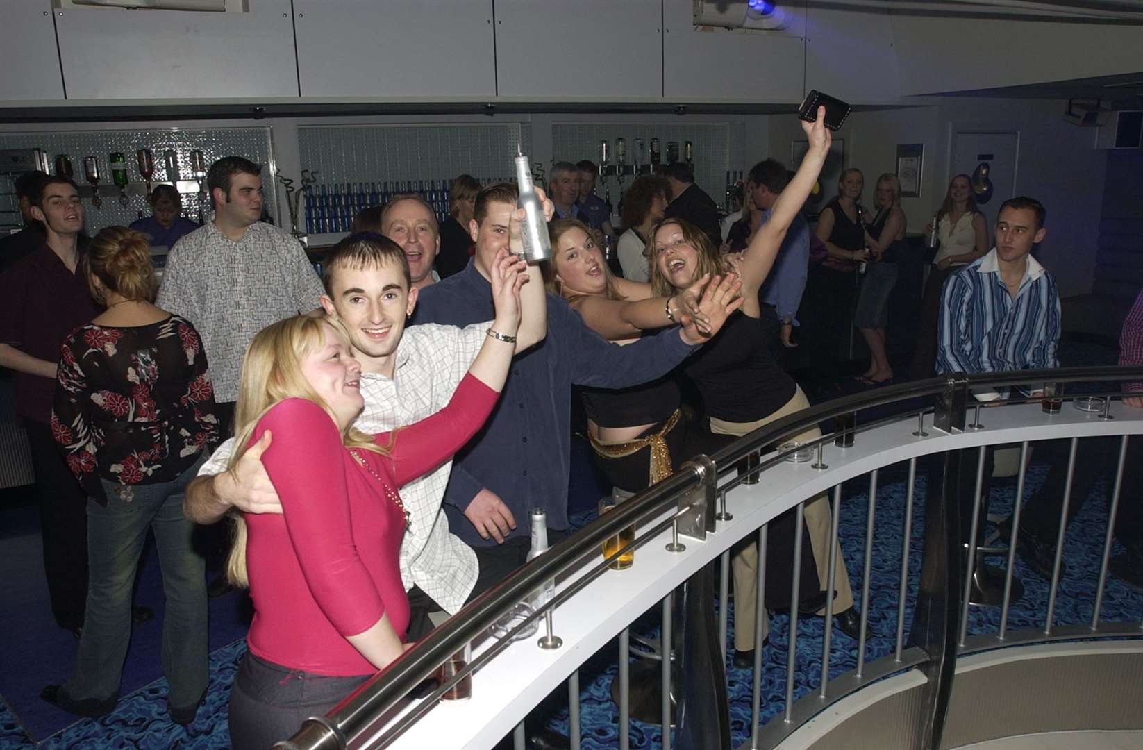 Revellers enjoying the first night in the new Liquid club in November 2002