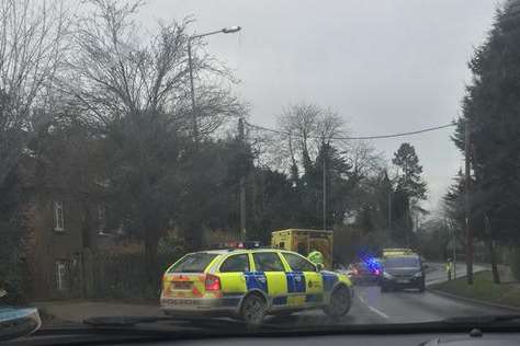 Emergency services are the scene of the crash in Borough Green. Picture by @PierreJalon