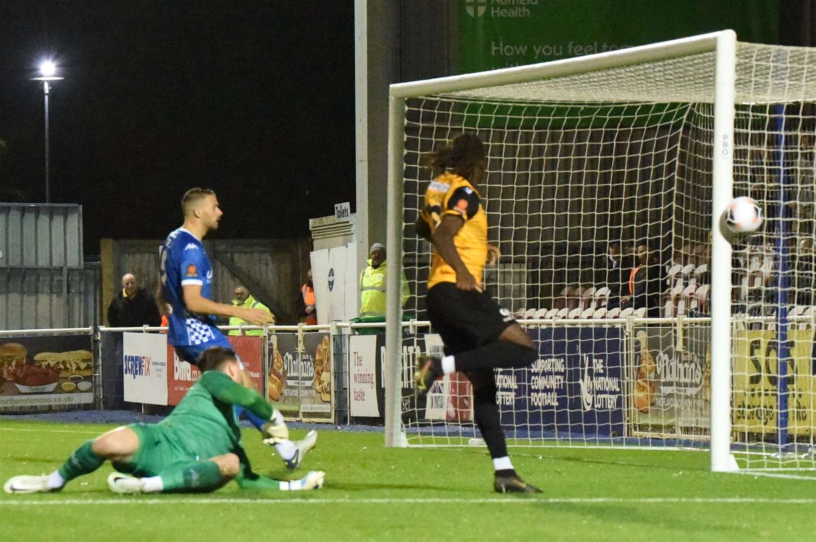 Josh Fawole goes close for Maidstone. Picture: Steve Terrell