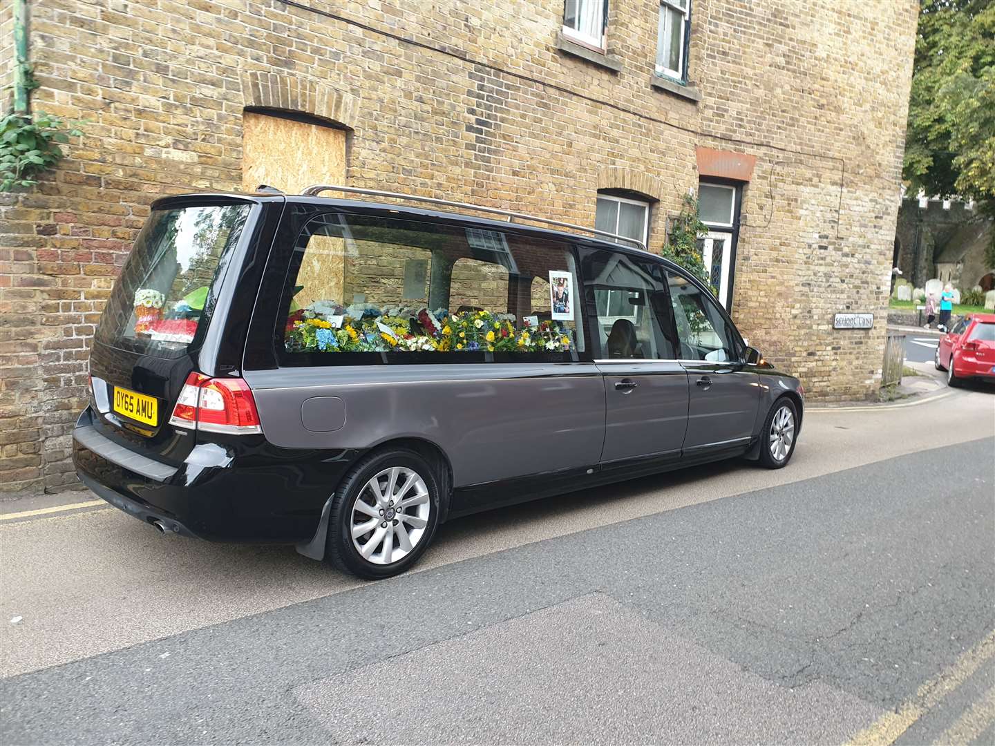 One of the vehicles involved in the procession parked up near St Martin's Church in Herne