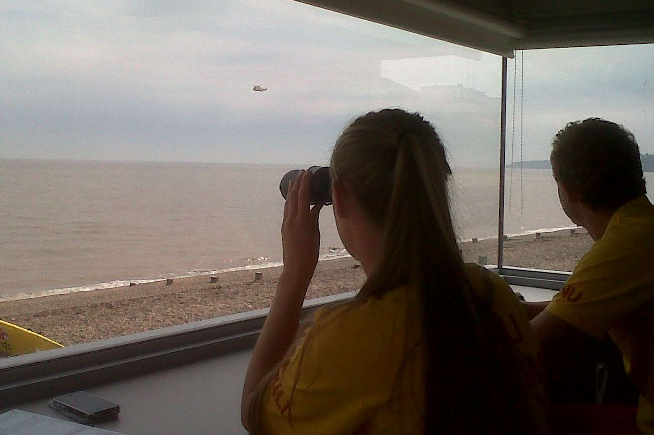 RNLI crews observe a search of Minster after reports of a helicopter crash. Picture: Barry Crayford